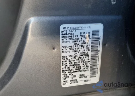 2013 Nissan Murano S z USA, uszkodzony, nr VIN JN8AZ1MU0DW202695